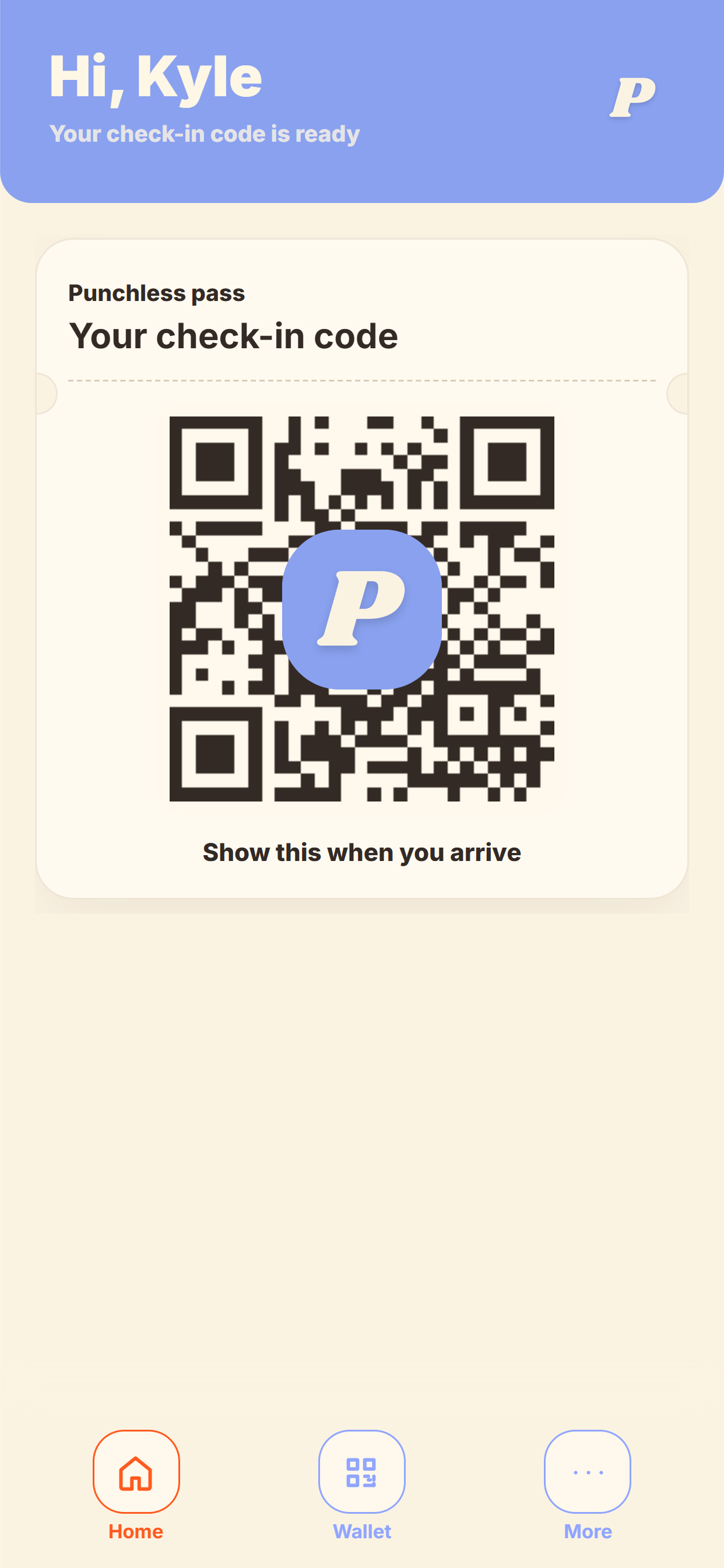 Punchless member QR pass on a phone
